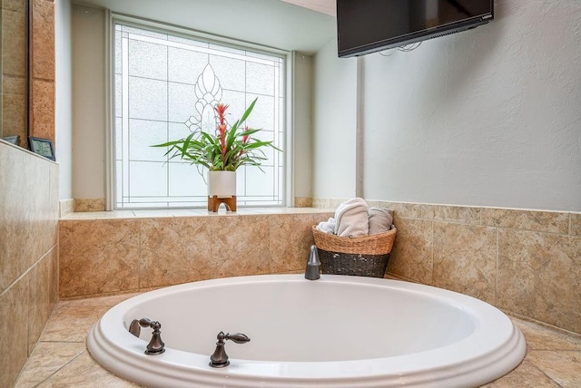 bathroom with a garden tub