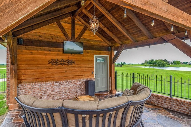 view of patio featuring fence