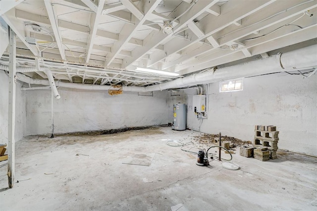 basement with water heater