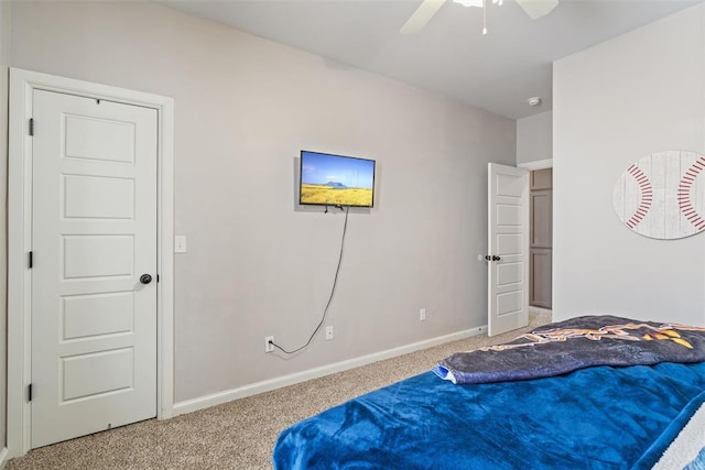 7201 SW 122nd St, Oklahoma City, OK 73173 - bedroom with light carpet, ceiling fan, and baseboards