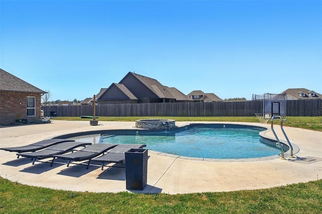 7201 SW 122nd St, Oklahoma City, OK 73173 - view of swimming pool featuring a yard, a fenced backyard, and a patio area
