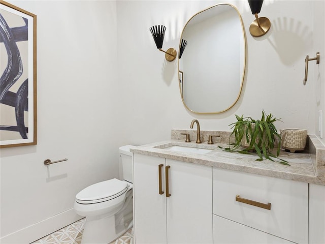 half bath featuring toilet and vanity