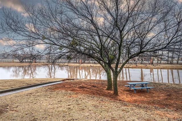 view of yard featuring a water view