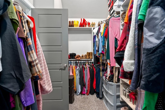 spacious closet with carpet flooring