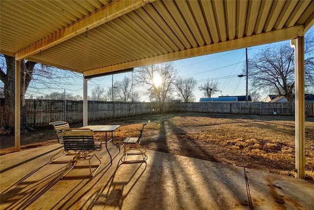 view of patio / terrace with a fenced backyard and outdoor dining space