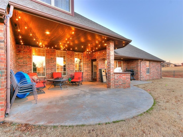 view of patio / terrace featuring fence and area for grilling