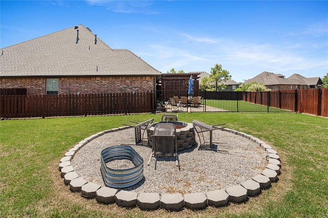 1525 NW 176th St, Edmond, OK 73012 - view of yard with a fire pit and a patio