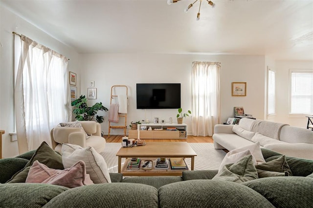 living area featuring light wood-type flooring