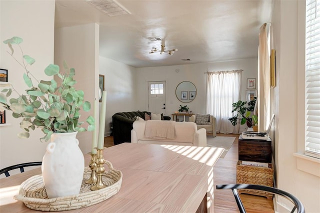 dining area featuring visible vents