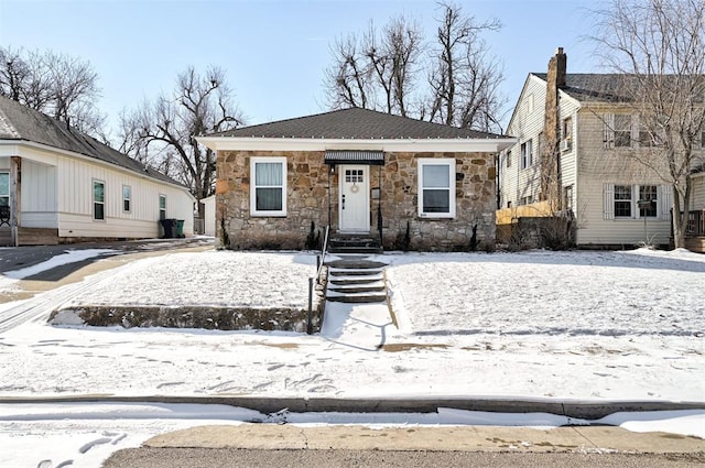 bungalow with stone siding