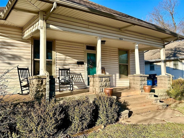 exterior space featuring covered porch