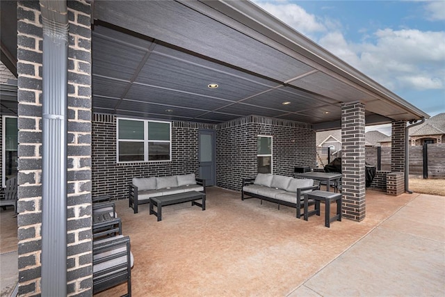 view of patio featuring an outdoor living space