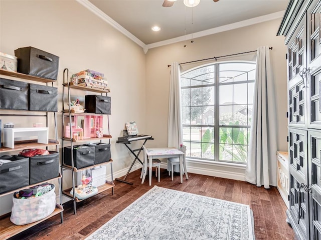 interior space featuring a ceiling fan