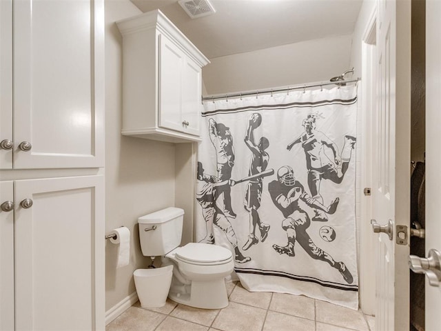 full bathroom with toilet, tile patterned flooring, and visible vents