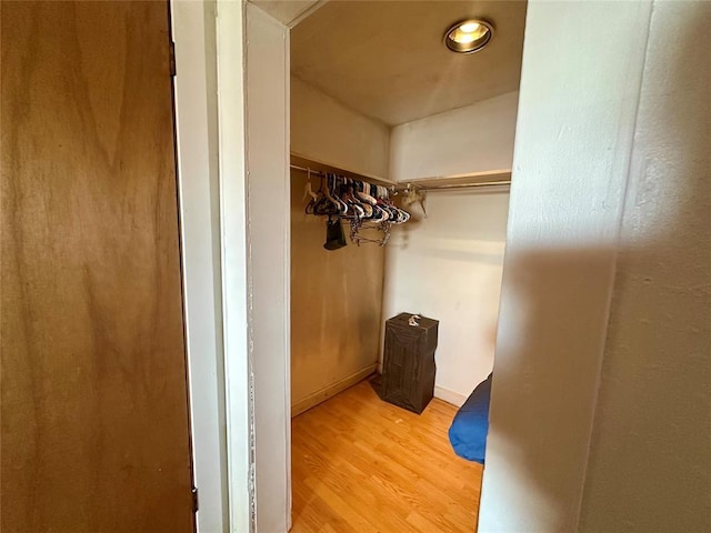 walk in closet featuring wood finished floors