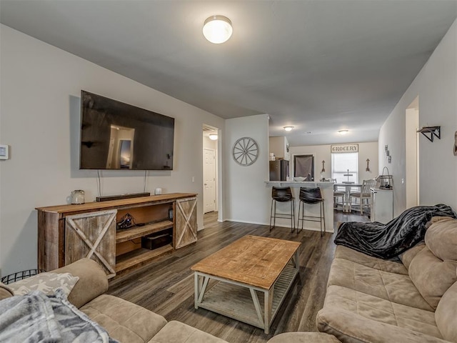 living area featuring dark wood finished floors