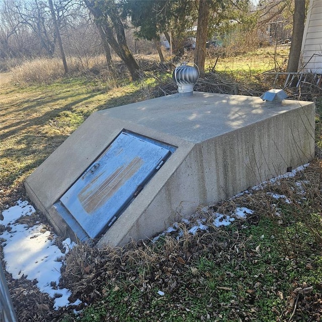 view of storm shelter