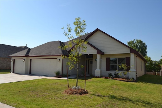 1525 NW 17th Pl, Newcastle, OK 73065 - ranch-style home with an attached garage, a front lawn, brick siding, and concrete driveway