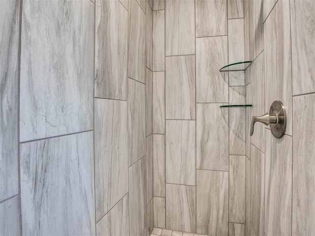 interior details featuring tiled shower