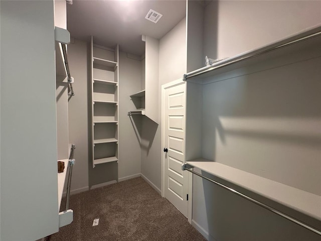 walk in closet with visible vents and carpet floors