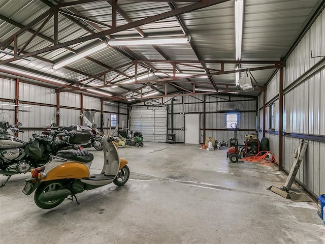 garage featuring metal wall