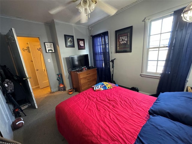 bedroom with carpet and ceiling fan