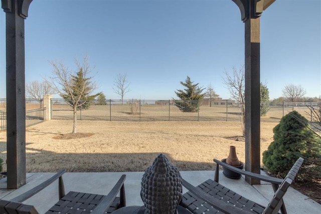 view of yard featuring a fenced backyard and a patio area