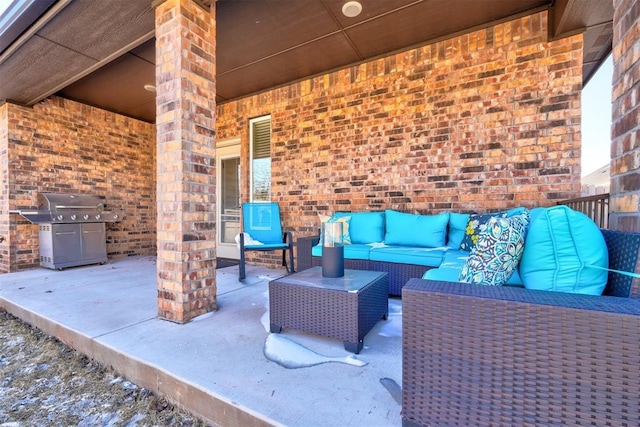 view of patio / terrace with outdoor lounge area and area for grilling