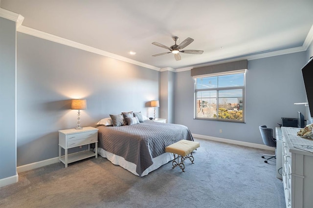200 S Oklahoma Ave Unit 305, Oklahoma City, OK 73104 - bedroom featuring crown molding, carpet floors, and ceiling fan
