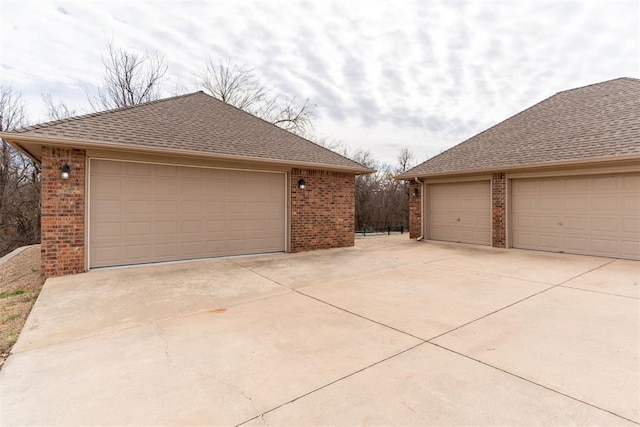 view of detached garage