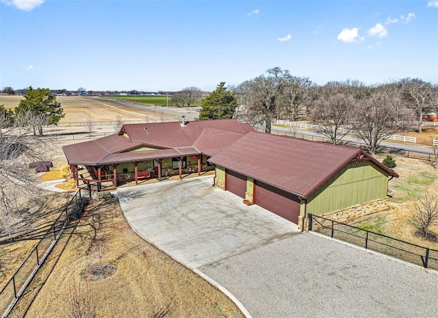 bird's eye view with a rural view