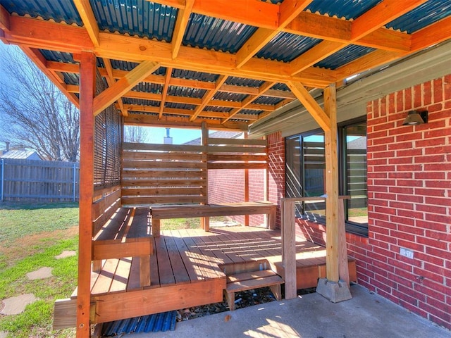 wooden deck featuring fence