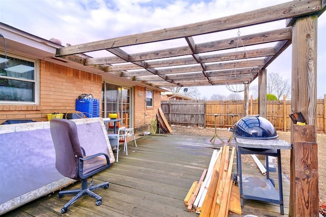 wooden terrace with fence