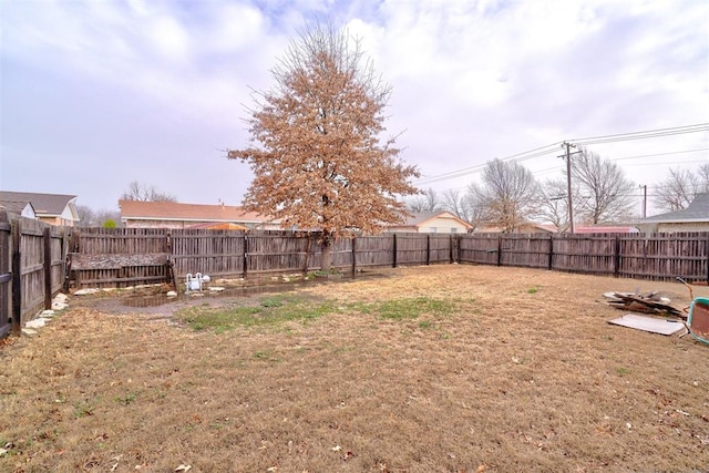 view of yard featuring a fenced backyard