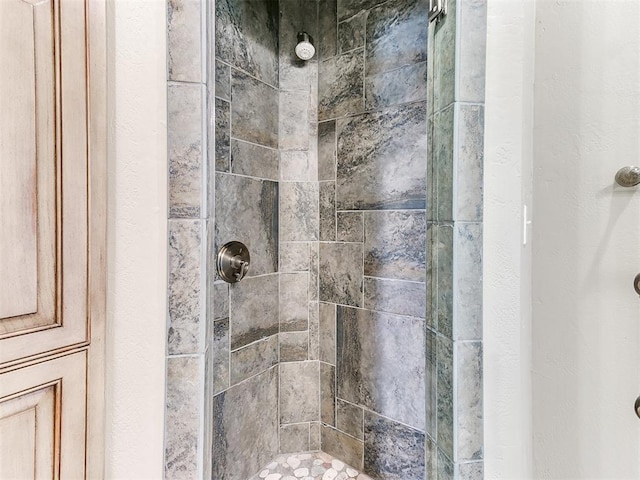 bathroom featuring a tile shower