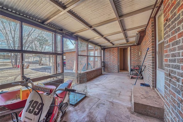 view of unfurnished sunroom