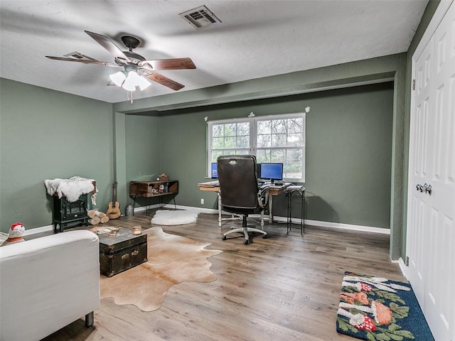 18303 Stevens Rd, Shawnee, OK 74801 - office space with wood finished floors and ceiling fan