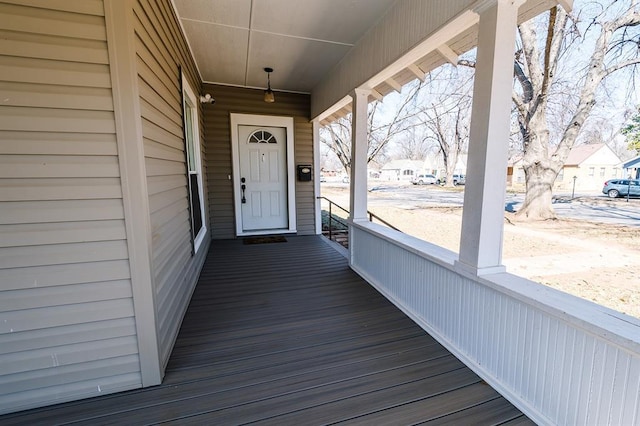 wooden deck with covered porch