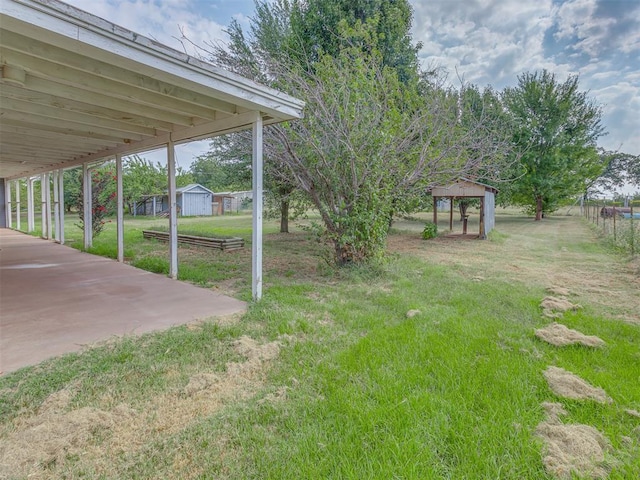 view of yard featuring a patio and a gazebo