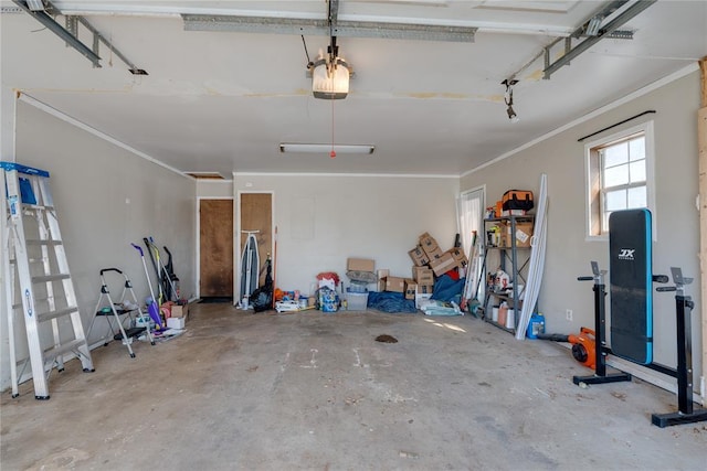 garage with a garage door opener