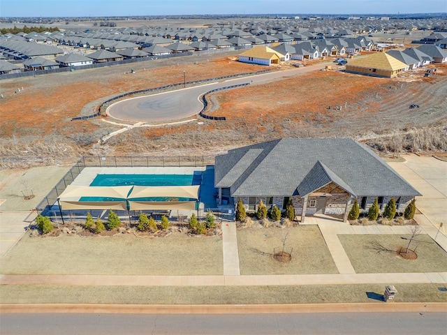 bird's eye view with a residential view