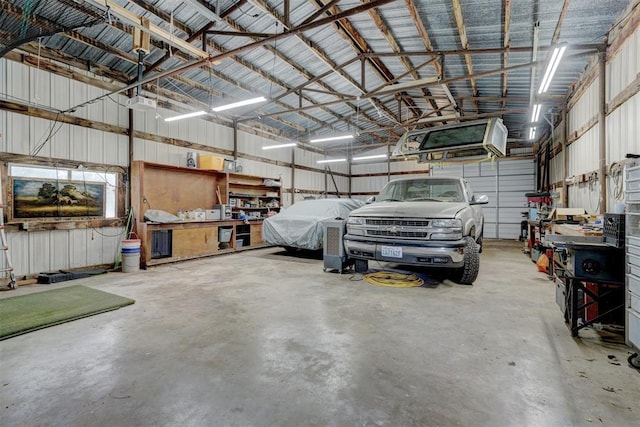 garage featuring metal wall