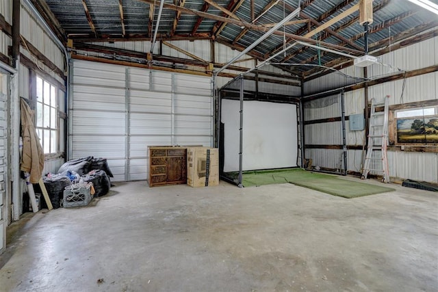 garage featuring metal wall