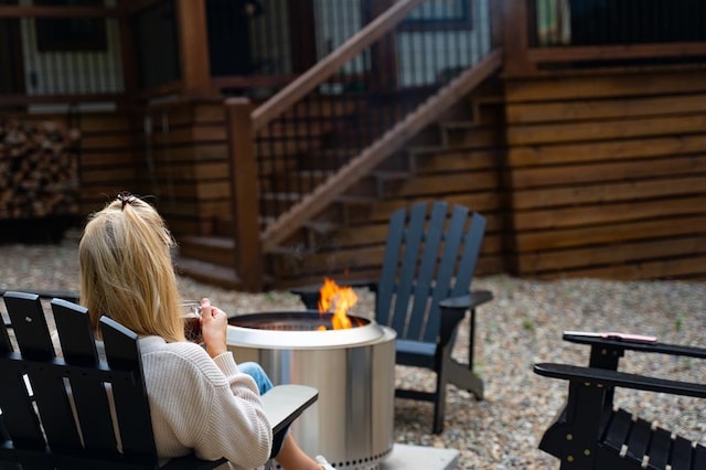 interior space with a fire pit