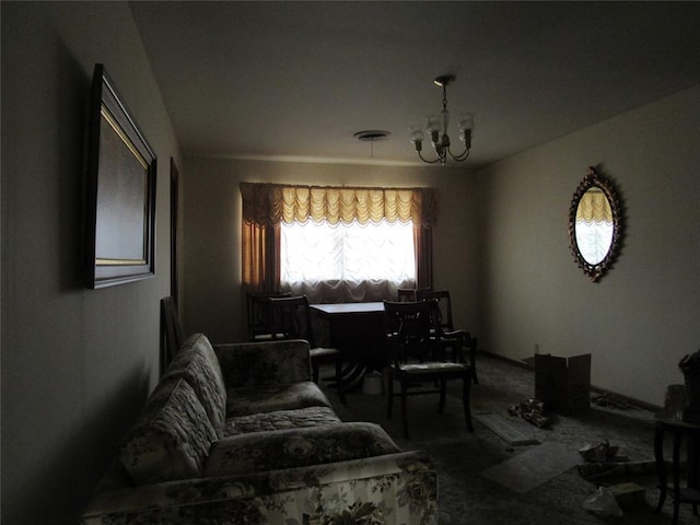 111 W Hillcrest Ln, Hobart, OK 73651 - interior space featuring a chandelier and visible vents