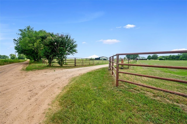 view of road featuring a rural view