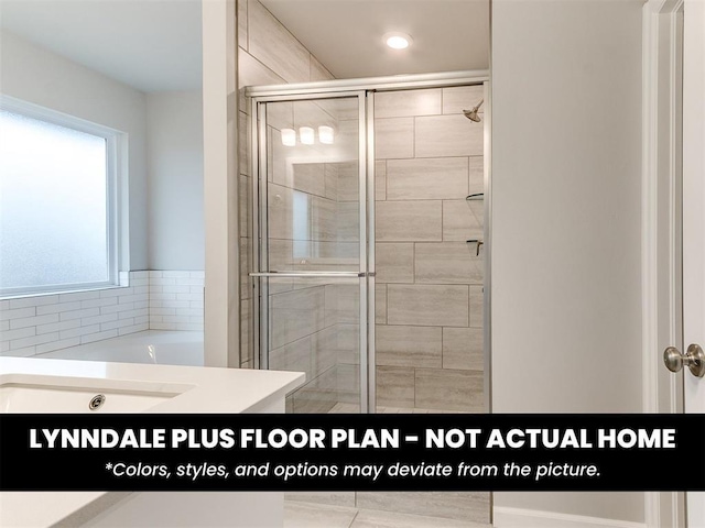 8516 NW 75th St, Oklahoma City, OK 73132 - full bathroom featuring a shower stall and recessed lighting