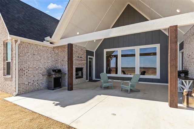 view of patio / terrace featuring a grill