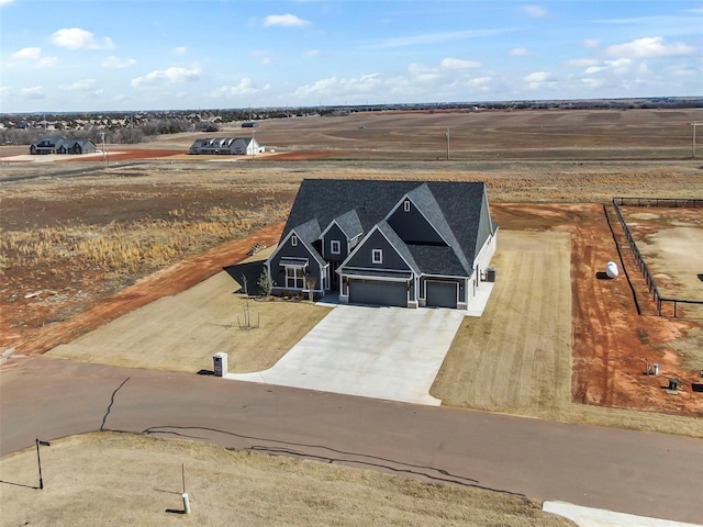 drone / aerial view with a rural view