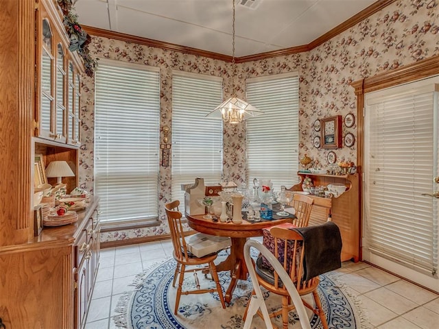 16632 Parkhurst Rd, Edmond, OK 73012 - dining space featuring wallpapered walls and light tile patterned floors